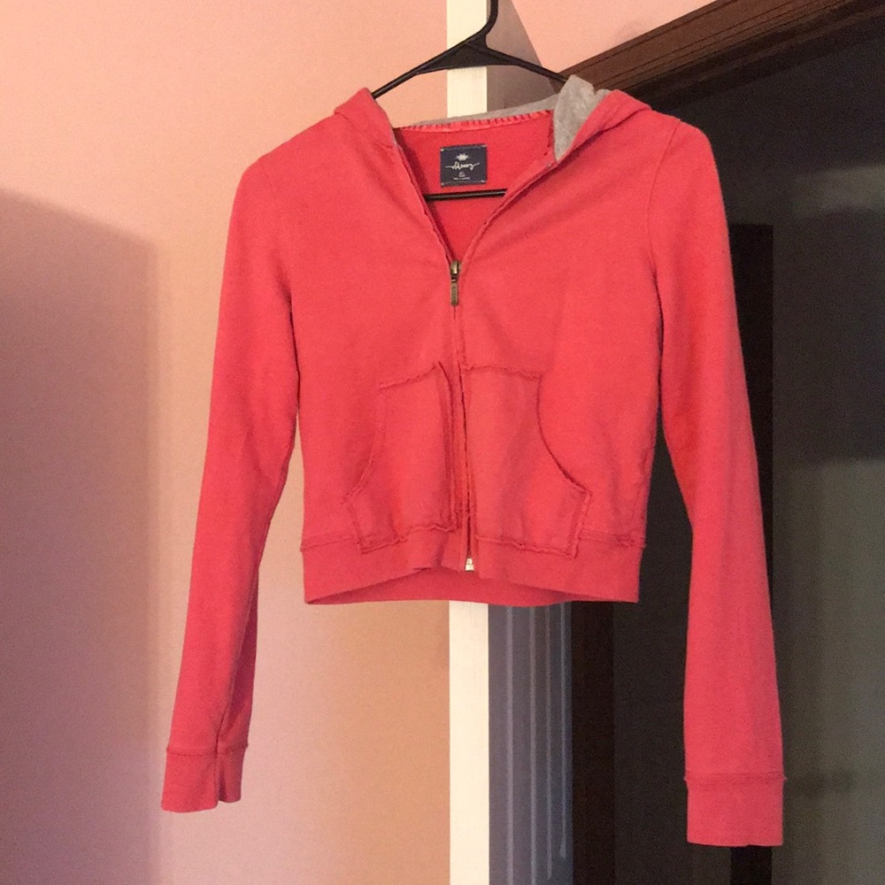 Pink Long Sleeve Zip Up Hoodie